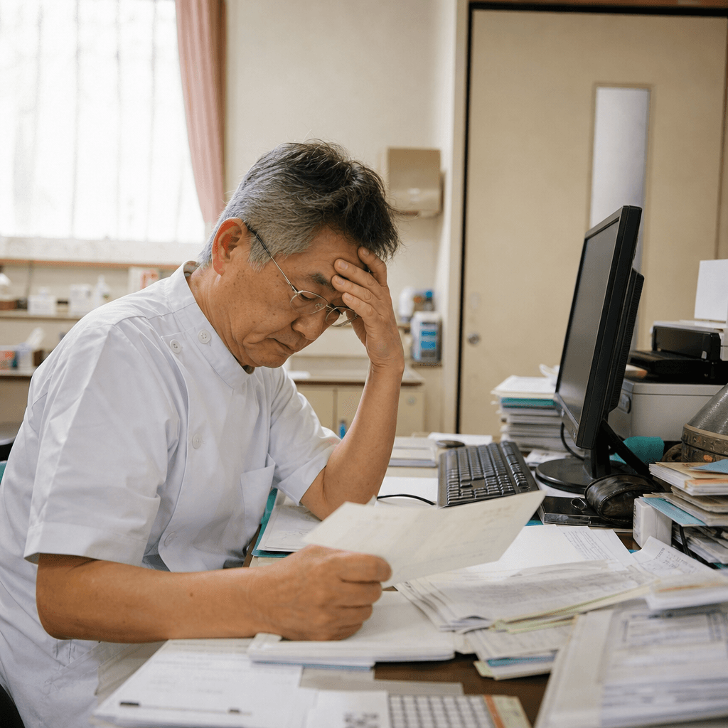 事務と経営を一人で担う院長の様子