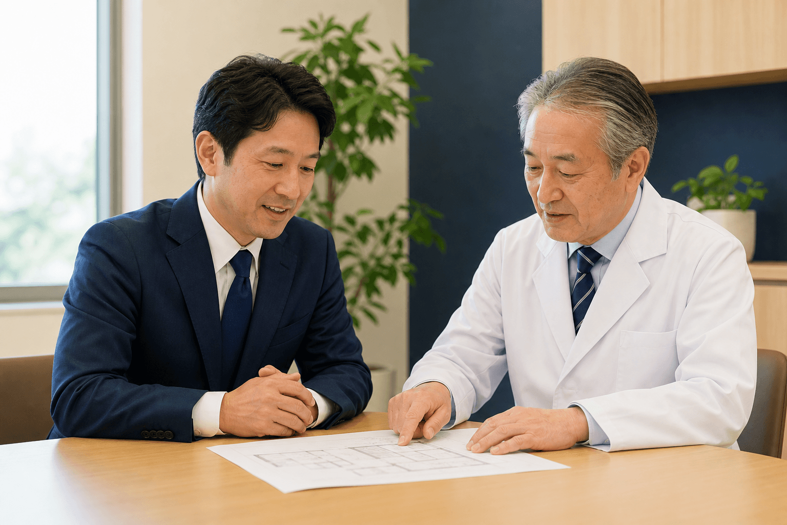 医業経営顧問として打ち合わせをする様子